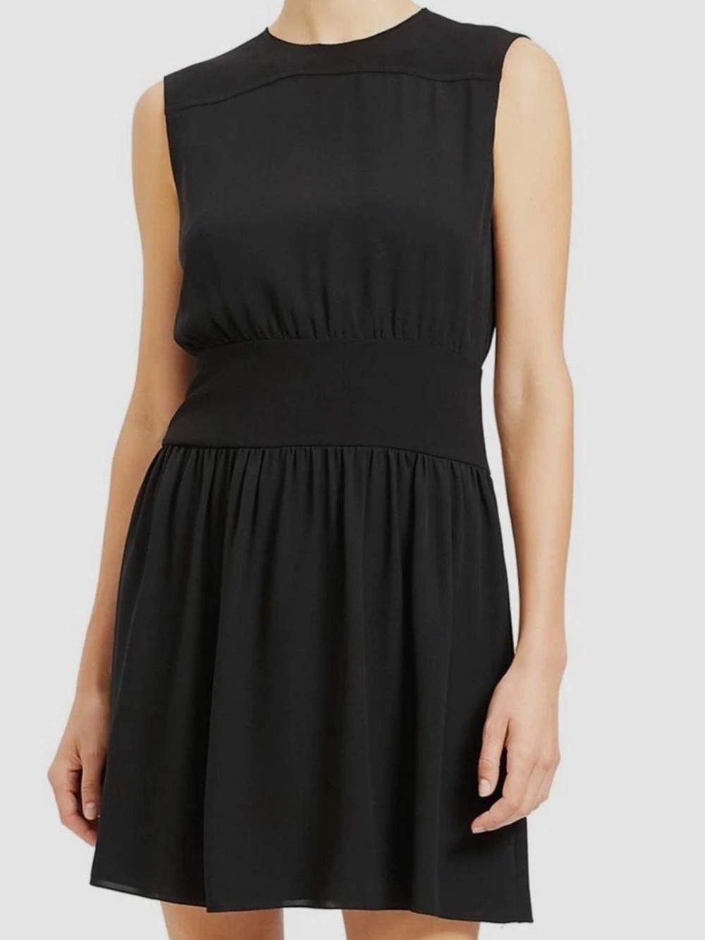 Theory Sleeveless Silk Blouson Classic Little Black Dress Fit and Flare Size 4